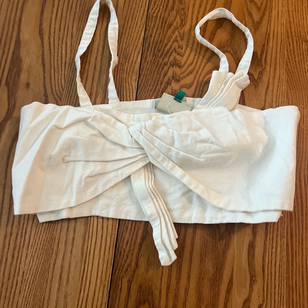 FARM Rio White Knotted Crop Top